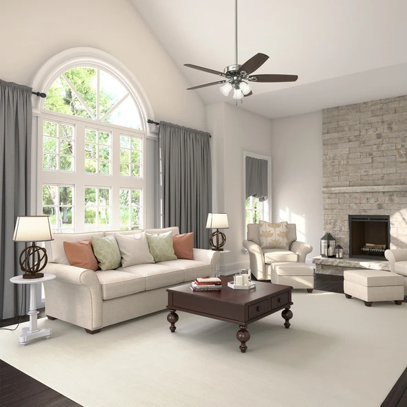 Hunter Fan - Builders Plus Fırçalanmış Nikel - 132 Cm. Aydınlatmalı Tavan Vantilatörü - 5