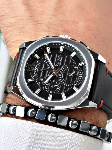 Ferrucci Function FCF.03382K.01 Deri Kordon Erkek Kol Saati - Resim 3