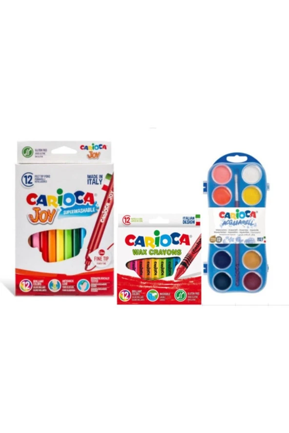 Yıkanabilir Keçeli Boya Kalemi 12li & Wax Yıkanabilir Pastel Boya Kalemi 12'li & Sulu Boya 30mm 12li - 1