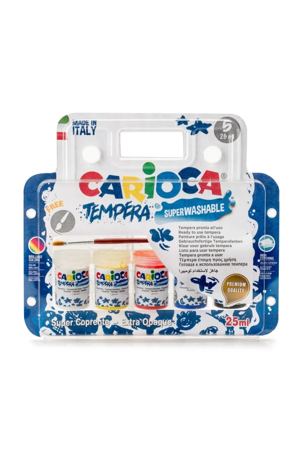 Tempera Suluboya Süper Yıkanabilir Fırçalı 5*25 ml 5 Renk Karışık - 2