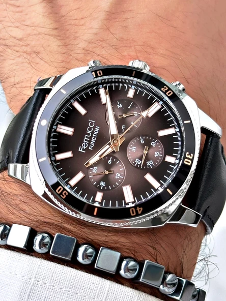 Ferrucci Function FCF.03357FK.01 Deri Kordon Erkek Kol Saati - 5