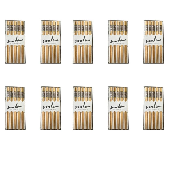 Desenli Yıkanabilir Kore Japon Çin Bambu Chopsticks Yemek Çubuğu - 24 Cm. - 5 Çiftlik 10 Paket