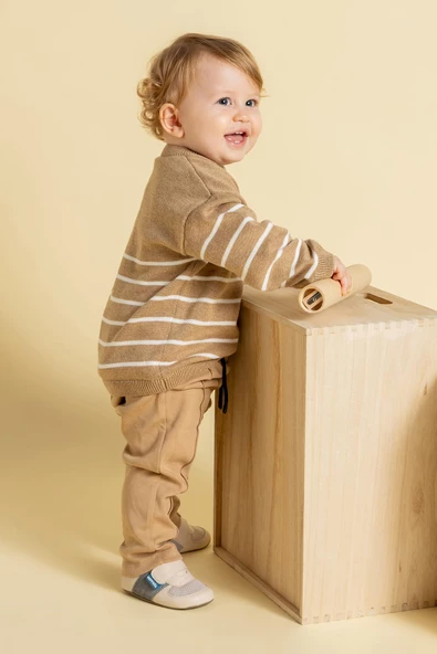 Hopfrög Kids Smart Walker First Prime Havalı Bej Barefoot İlk Adım Bebek Ayakkabı - 3