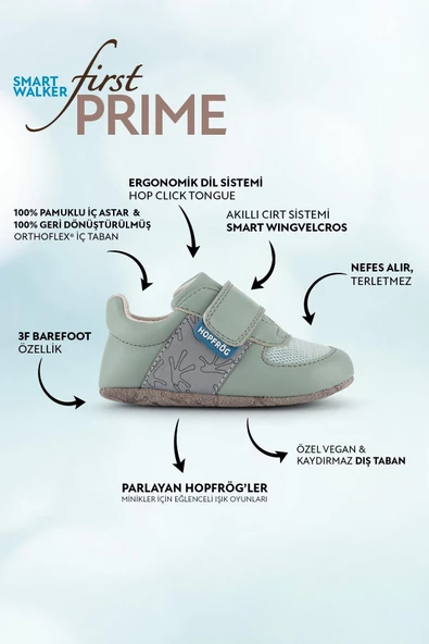 Hopfrög Kids Smart Walker First Prime Havalı Yeşil Barefoot İlk Adım Bebek Ayakkabı - Resim 2