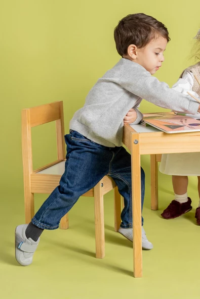 Hopfrög Kids Smart Walker First Prime Super Mat Havalı Gri Barefoot İlk Adım Bebek Ayakkabı - Resim 3