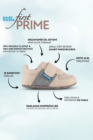 Hopfrög Kids Smart Walker First Prime Havalı Bej Barefoot İlk Adım Bebek Ayakkabı - 2