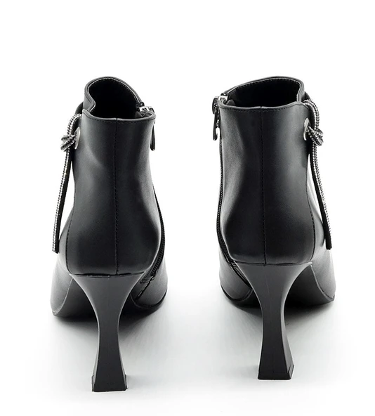 Feles Püskül Taş Detaylı Bootie Klasik Kadın Bot - Resim 8