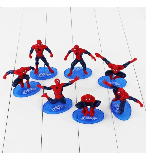 Spiderman Örümcek Adam Aksiyon Karakter Stantlı 7’li Figür Koleksiyon - 1