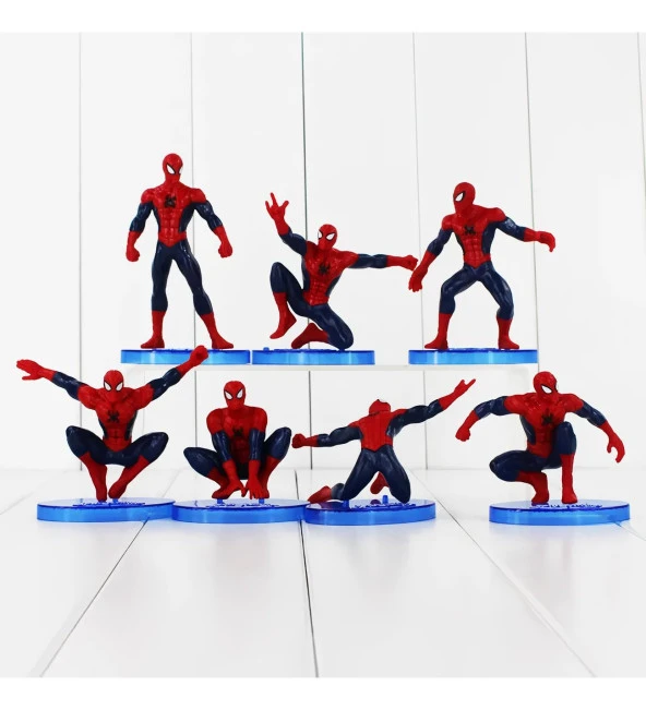Spiderman Örümcek Adam Aksiyon Karakter Stantlı 7’li Figür Koleksiyon - 2