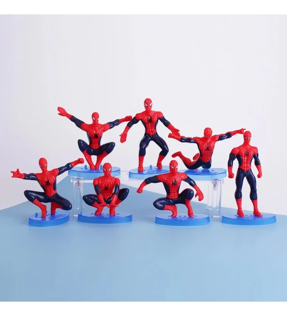 Spiderman Örümcek Adam Aksiyon Karakter Stantlı 7’li Figür Koleksiyon - 5
