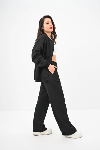 Kadın Kargo Cep Detaylı Fermuarlı Eşofman Takımı 4007-25 - 3