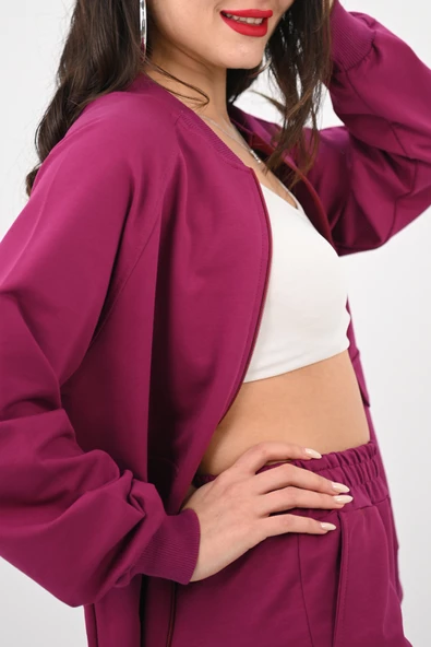 Kadın Kargo Cep Detaylı Fermuarlı Eşofman Takımı 4007-25 - 9