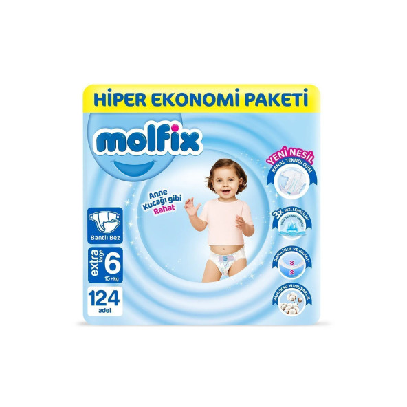 Molfix Bebek Bezi Ultra Fırsat Paketi X Large 6 No 124 Lü