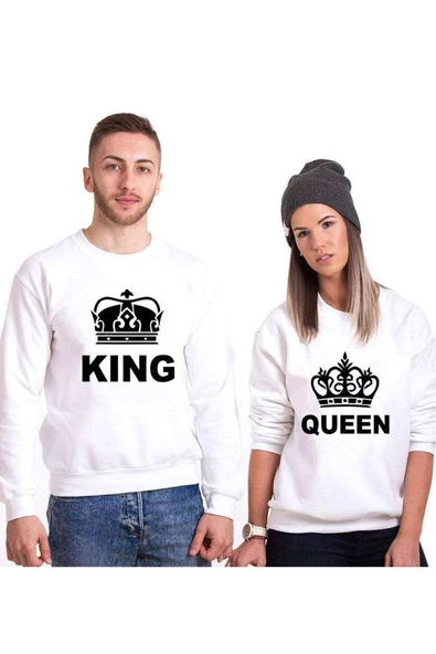 Tshirthane King Queen Sevgili Kombinleri Sweatshirt Kombini ürün görseli 1