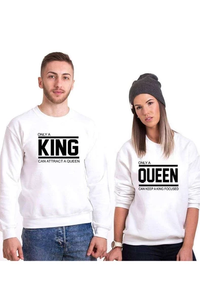 Tshirthane Onlya King Onlya Queen Sevgili Kombinleri Sweatshirt Kombini ürün görseli