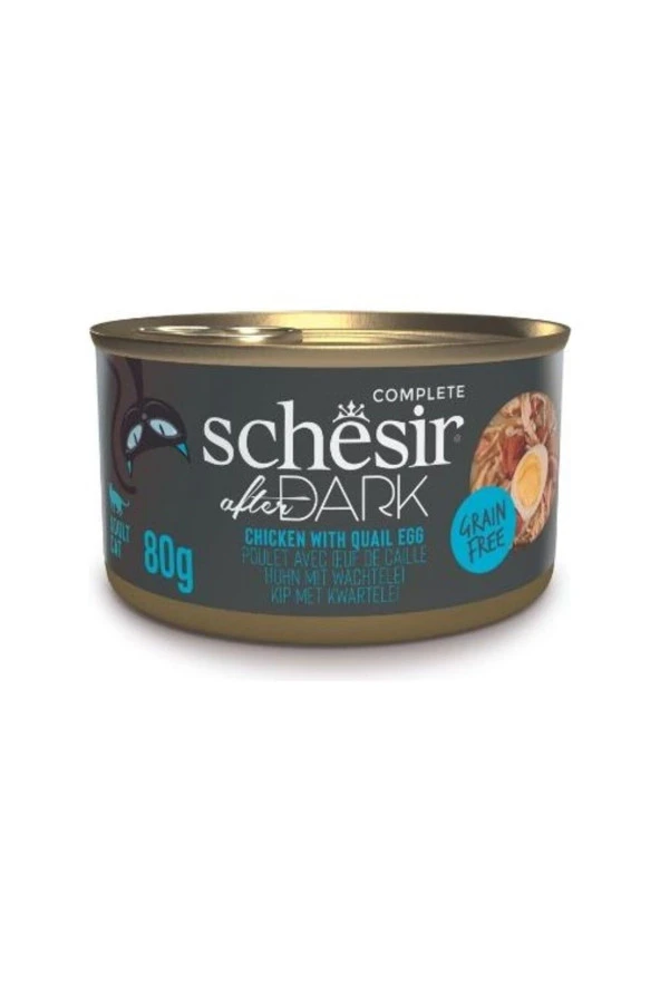 Schesir After Dark Et Suyunda Tavuklu ve Bıldırcın Yumurtalı Yetişkin Kedi Konservesi 80 gr