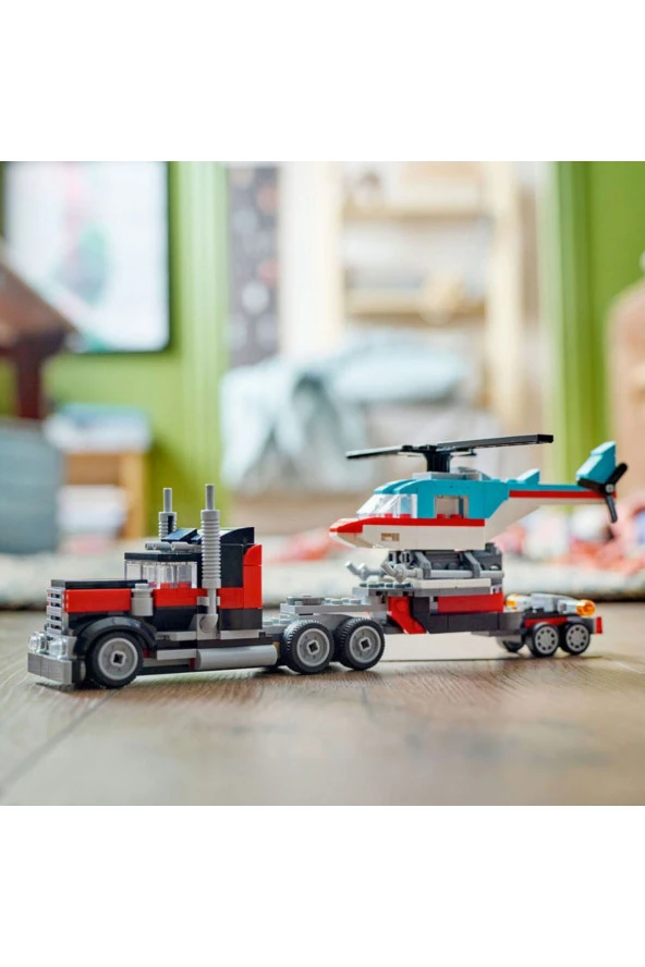 ® Creator Helikopterli Açık Kasa Kamyon 31146  - 7 Yaş ve Üzeri İçin Yapım Seti (270 Parça) - 7