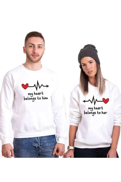 Tshirthane My Heart Belongs To  Sevgili Kombinleri Sweatshirt Kombini ürün görseli 1