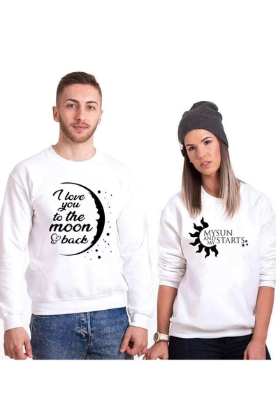 Tshirthane My Sun Love Moon Sevgili Kombinleri Sweatshirt Kombini ürün görseli