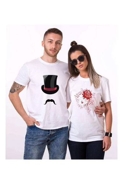 Tshirthane Her Beast His Beutiful  Sevgili Kombinleri Tshirt Kombini ürün görseli 1