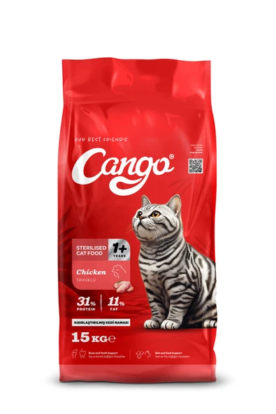 Cango Kısırlaştırılmış Steril Kedi Maması Tavuk Etli 15KG