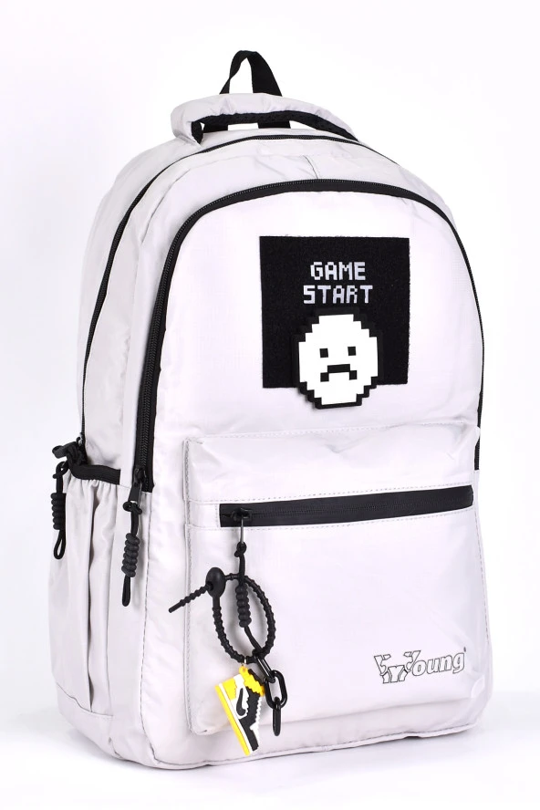 Elatae Unisex Ortopedik Çok Gözlü Günlük Seyahat Okul Sırt Çantası Beyaz 51691 - Resim 2