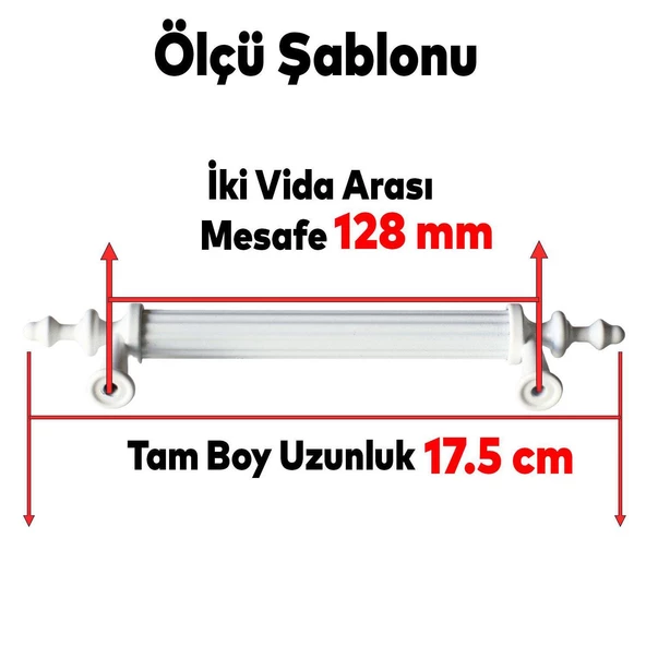 Polavit 128 Mm (SERT PLASTİK) Kulp Beyaz Çekmece Mobilya Mutfak Dolap Kulbu Kulpu Kulpları 5 Adet - 2
