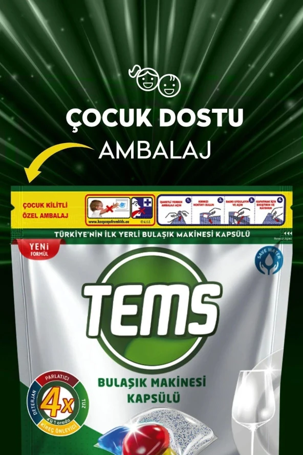 TEMS Bulaşık Makinesi Kapsül Deterjanı 36'lı x 3 Paket (108 Yıkama) - 4