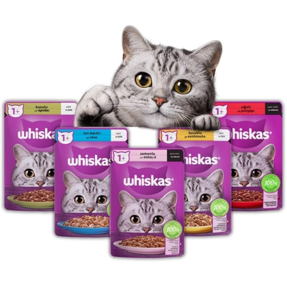 Süper karışık mega paket Whiskas kedi maması 24 Adet