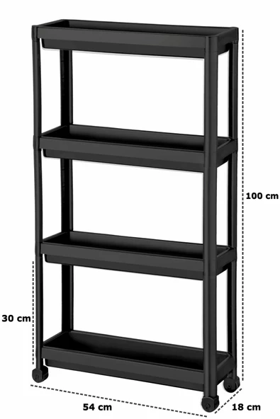 Tekerlekli Raf Ünitesi 4 Katlı Mutfak Rafı Banyo Rafı Banyo Düzenleyici Dar Alan Organizer - 3