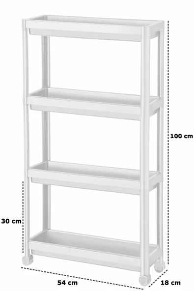 Tekerlekli Raf Ünitesi 4 Katlı Mutfak Rafı Banyo Rafı Banyo Düzenleyici Dar Alan Organizer - 8