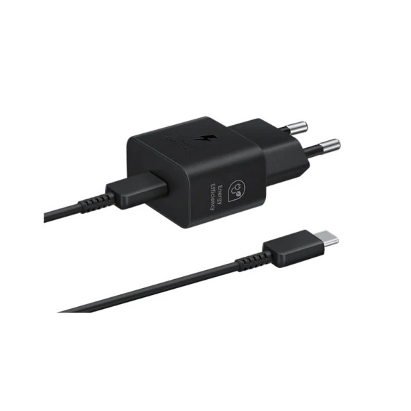 Samsung EP-T2510X 25W Hızlı Şarj Aleti Type-C to Type-C Kablolu Set Siyah (Samsung Türkiye Garantili) ürün görseli 1