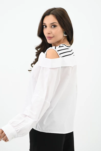 Kadın Omuz Atlet Detaylı Gömlek 1737-24 - 10