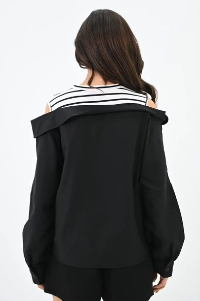 Kadın Omuz Atlet Detaylı Gömlek 1737-24 - 5