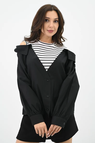 Kadın Omuz Atlet Detaylı Gömlek 1737-24 - 4