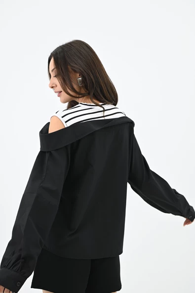 Kadın Omuz Atlet Detaylı Gömlek 1737-24 - 6