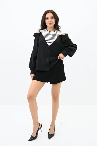 Kadın Omuz Atlet Detaylı Gömlek 1737-24 - 2