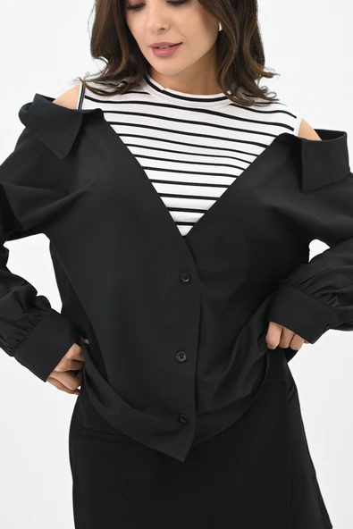 Kadın Omuz Atlet Detaylı Gömlek 1737-24 - 3