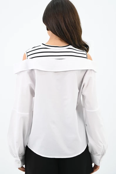 Kadın Omuz Atlet Detaylı Gömlek 1737-24 - 9