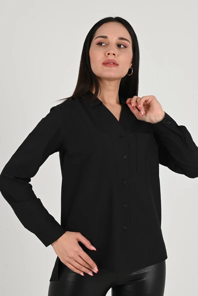 Kadın Çift Cepli Salaş Gömlek 1670-24 - 9