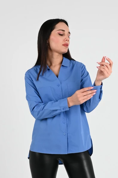 Kadın Çift Cepli Salaş Gömlek 1670-24 - 3