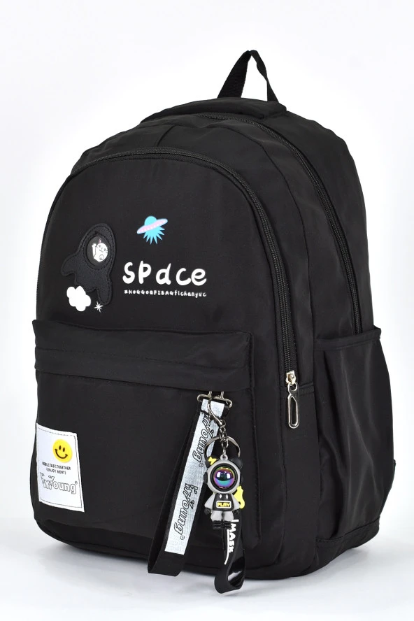 Elatae Kız Çocuk Genç Çok Gözlü Günlük Seyahat Okul Sırt Çantası Siyah 51705 - Resim 4