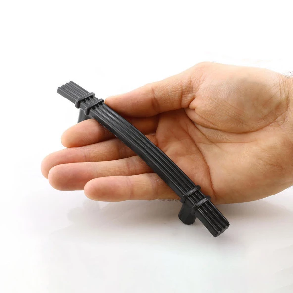Sert Plastik Siyah Çekmece Mobilya Mutfak Dolap Kulbu Kulpu Kulpları 96 mm Kulp 5 ADET - 3