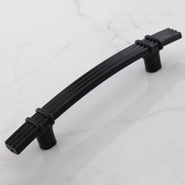 Sert Plastik Siyah Çekmece Mobilya Mutfak Dolap Kulbu Kulpu Kulpları 96 mm Kulp 5 ADET - 5