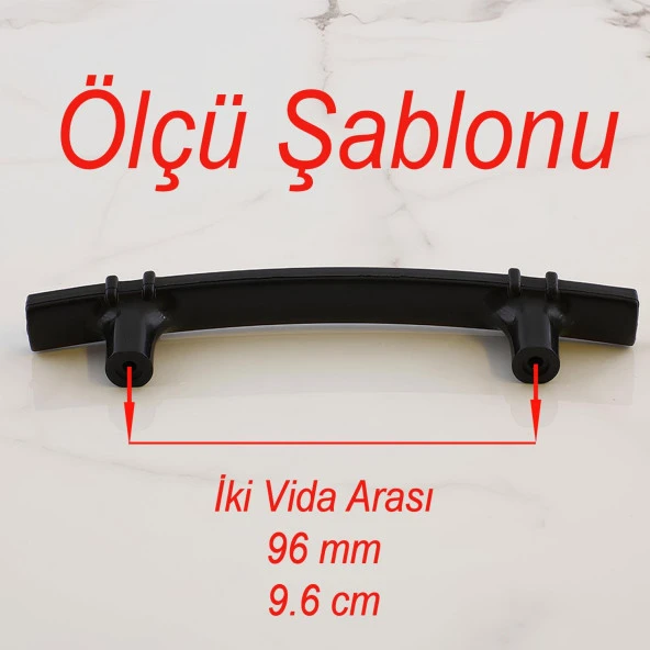 Sert Plastik Siyah Çekmece Mobilya Mutfak Dolap Kulbu Kulpu Kulpları 96 mm Kulp 10 ADET - Resim 2