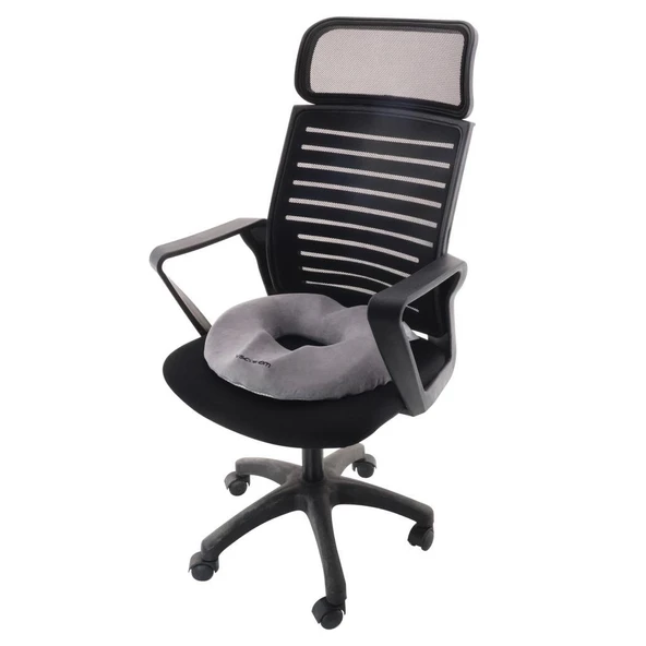 Ultralüks Ortopedik Oturma Simidi Kuyruk Sokumu Yastığı Visco Oturma Simidi - Gri - 4