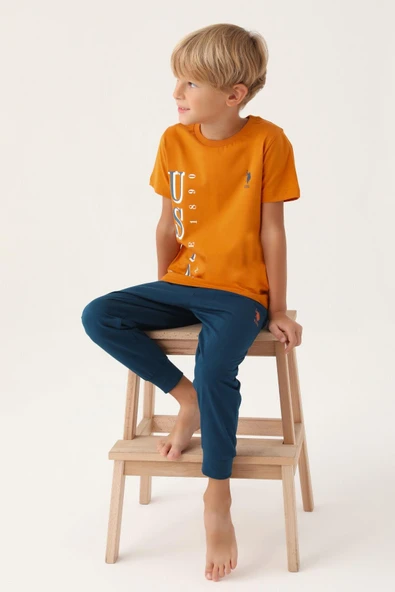 U.S. Polo Assn.1717 Lisanslı Graphic Erkek Çocuk Pijama Takımı - Resim 3