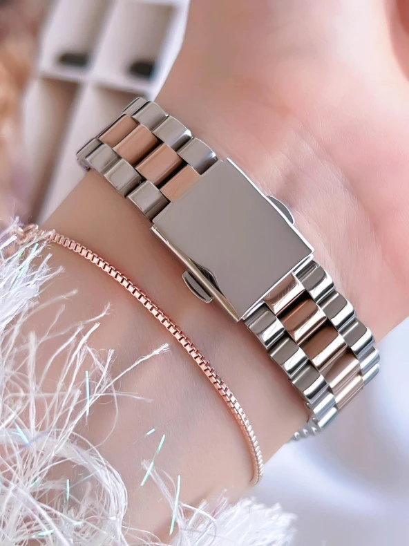 Ferrucci Çelik Kordon 2 Yıl Garantili Takvimli Kadran 30 Mt Suya Dayanıklı Kadın Kol Saati B.1301606X - Resim 4