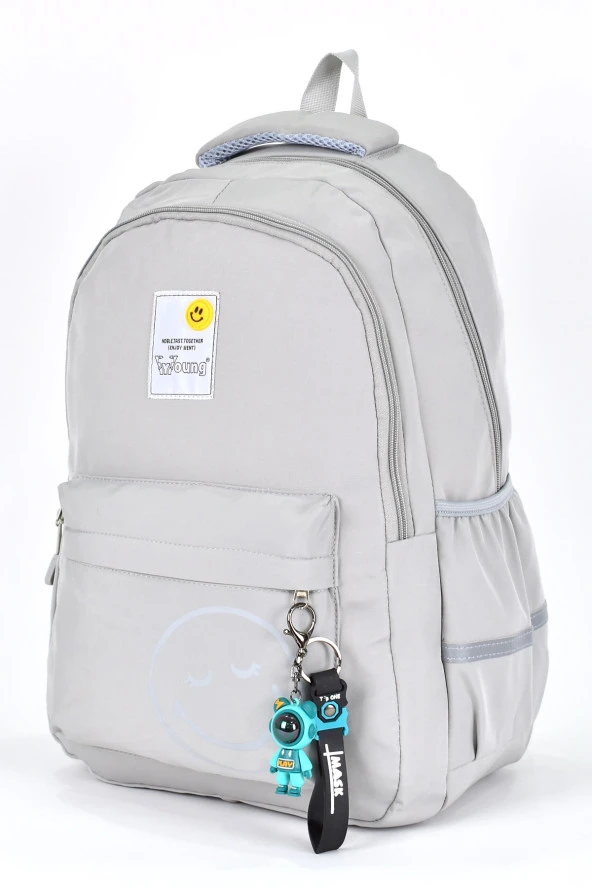 Elatae Unisex Ortopedik Çok Gözlü Günlük Seyahat Okul Sırt Çantası Gri 51709 - Resim 4