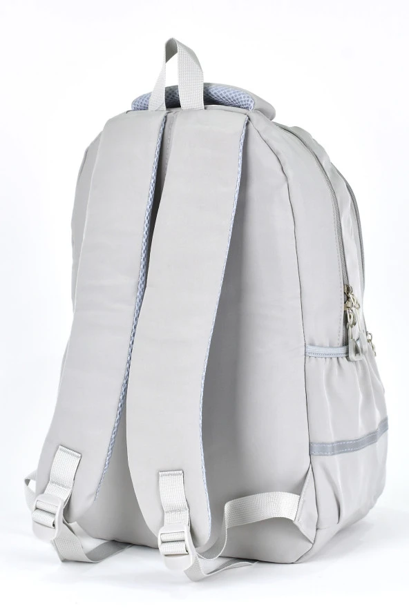 Elatae Unisex Ortopedik Çok Gözlü Günlük Seyahat Okul Sırt Çantası Gri 51709 - Resim 5